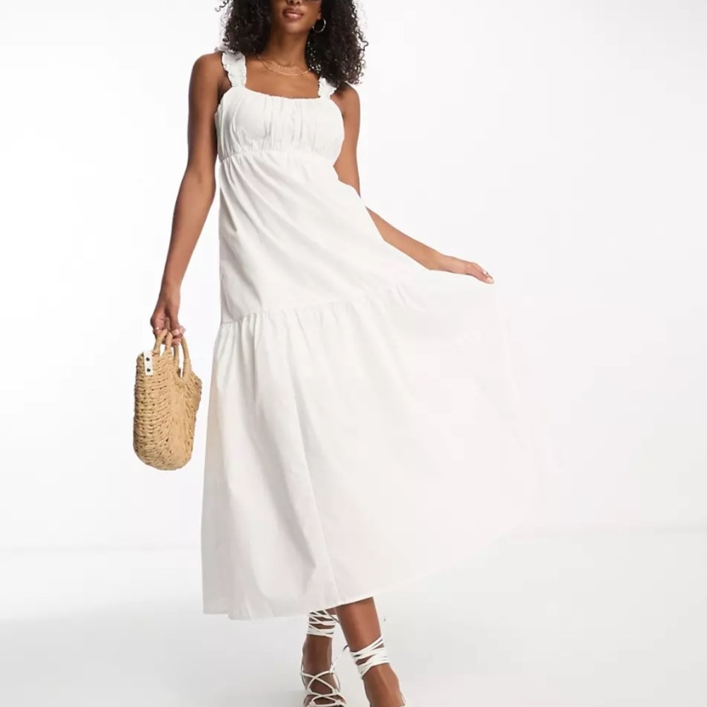 LAST CALL - NWT Abercrombie & Fitch Bow Back Poplin Maxi Dress Large Tall White